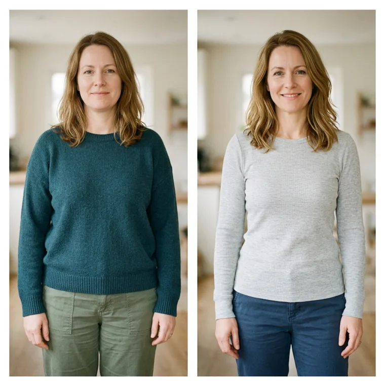 Illustrative healthy lifestyle progress shown by a second adult woman